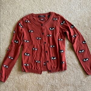 Eye Patterned Rust Brown Cardigan - Maison Scotch